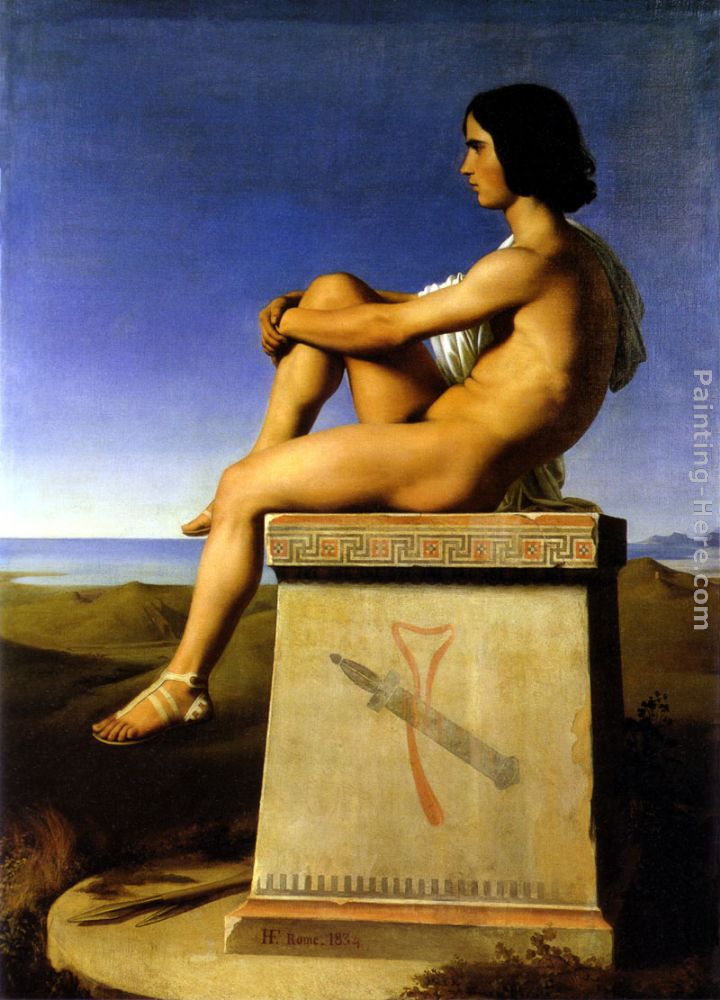 Polites, Son of Priam, Observes the Movements of the Greeks painting - Jean Hippolyte Flandrin Polites, Son of Priam, Observes the Movements of the Greeks art painting